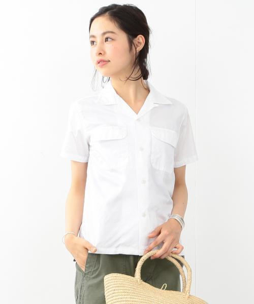 BEAMS BOY(ビームスボーイ)の「▲【FUDGE5月号掲載】BEAMS BOY / スイスコットン ムジ 開襟ショートスリーブ(シャツ/ブラウス・レディース・ホワイト/ネイビー・ONE SIZE)」の3枚目の写真
