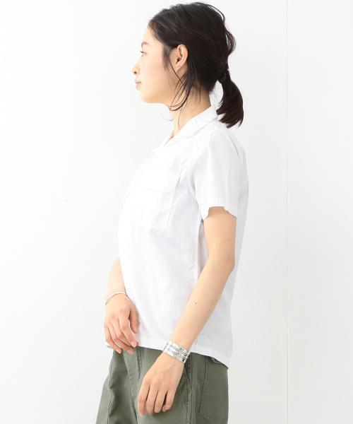 BEAMS BOY(ビームスボーイ)の「▲【FUDGE5月号掲載】BEAMS BOY / スイスコットン ムジ 開襟ショートスリーブ(シャツ/ブラウス・レディース・ホワイト/ネイビー・ONE SIZE)」の5枚目の写真