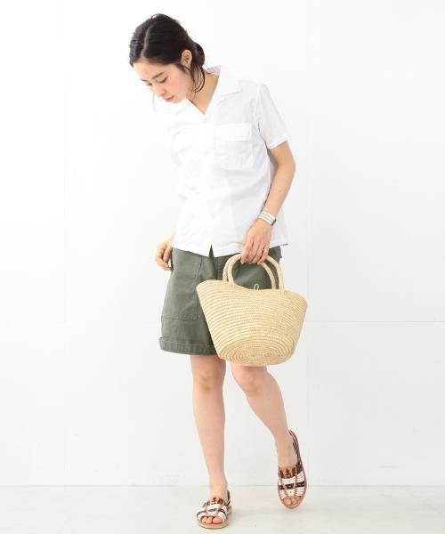 BEAMS BOY(ビームスボーイ)の「▲【FUDGE5月号掲載】BEAMS BOY / スイスコットン ムジ 開襟ショートスリーブ(シャツ/ブラウス・レディース・ホワイト/ネイビー・ONE SIZE)」の6枚目の写真