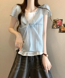 リボンシアー半袖カーディガン