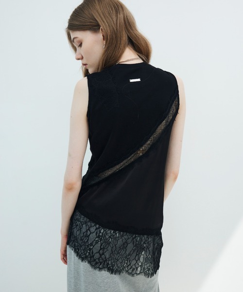 JOSE MOON(ジョゼムーン)の「LACE TANK TOP(タンクトップ・レディース・ブラック/ホワイト・36/38)」の4枚目の写真