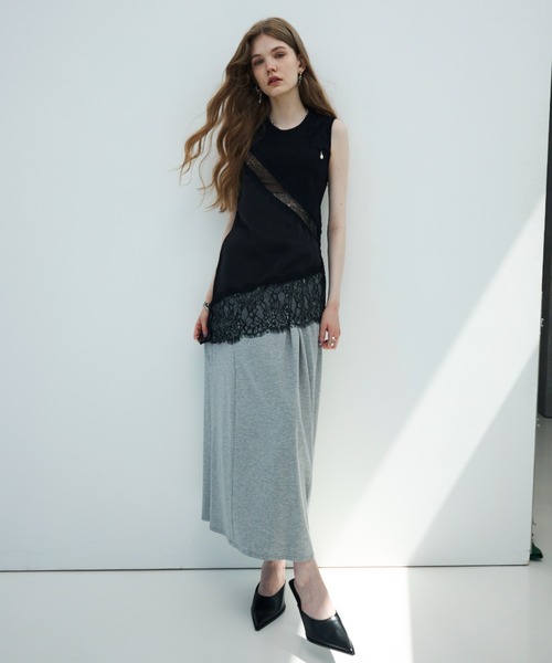 JOSE MOON(ジョゼムーン)の「LACE TANK TOP(タンクトップ・レディース・ブラック/ホワイト・36/38)」の5枚目の写真