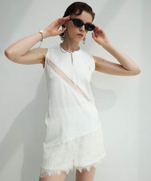 JOSE MOON(ジョゼムーン)の「LACE TANK TOP(タンクトップ・レディース・ブラック/ホワイト・36/38)」の12枚目の写真