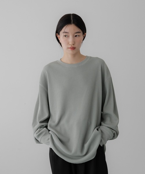 LOWRYS FARM(ローリーズファーム)の「UVカット・吸水速乾機能付【LFM(U)】DRYMIXワッフルクルーネックLS 1055038(Tシャツ/カットソー・メンズ・ブラック/グリーン/アイボリー・MEDIUM/LARGE)」の1枚目の写真