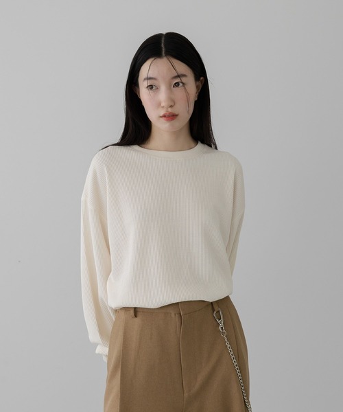 LOWRYS FARM(ローリーズファーム)の「UVカット・吸水速乾機能付【LFM(U)】DRYMIXワッフルクルーネックLS 1055038(Tシャツ/カットソー・メンズ・ブラック/グリーン/アイボリー・MEDIUM/LARGE)」の2枚目の写真