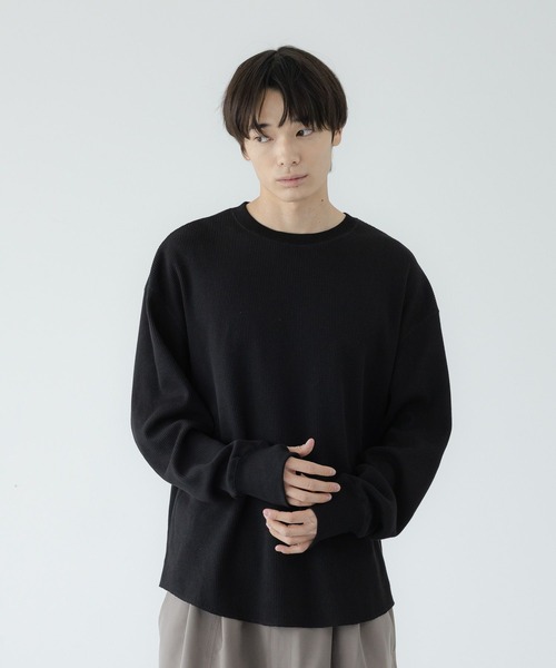 LOWRYS FARM(ローリーズファーム)の「UVカット・吸水速乾機能付【LFM(U)】DRYMIXワッフルクルーネックLS 1055038(Tシャツ/カットソー・メンズ・ブラック/グリーン/アイボリー・MEDIUM/LARGE)」の3枚目の写真