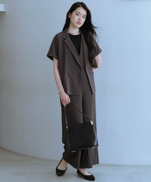 COMME CA ISM(コムサイズム)の「【UVカット・吸水速乾・接触冷感】半袖シャツジャケット/セットアップ対応(テーラードジャケット・レディース・ベージュ/モカ・FREE)」の3枚目の写真
