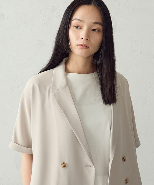 COMME CA ISM(コムサイズム)の「【UVカット・吸水速乾・接触冷感】半袖シャツジャケット/セットアップ対応(テーラードジャケット・レディース・ベージュ/モカ・FREE)」の11枚目の写真
