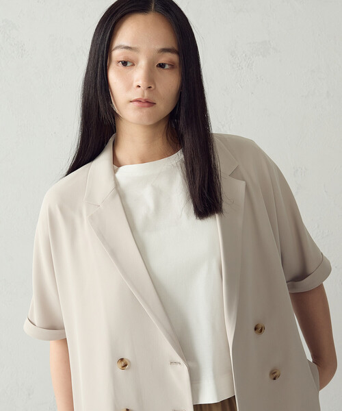 COMME CA ISM(コムサイズム)の「【UVカット・吸水速乾・接触冷感】半袖シャツジャケット/セットアップ対応(テーラードジャケット・レディース・ベージュ/モカ・FREE)」の12枚目の写真