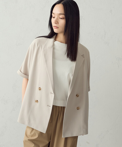 COMME CA ISM(コムサイズム)の「【UVカット・吸水速乾・接触冷感】半袖シャツジャケット/セットアップ対応(テーラードジャケット・レディース・ベージュ/モカ・FREE)」の13枚目の写真