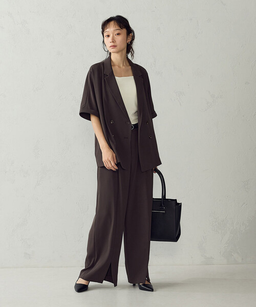 COMME CA ISM(コムサイズム)の「【UVカット・吸水速乾・接触冷感】半袖シャツジャケット/セットアップ対応(テーラードジャケット・レディース・ベージュ/モカ・FREE)」の14枚目の写真