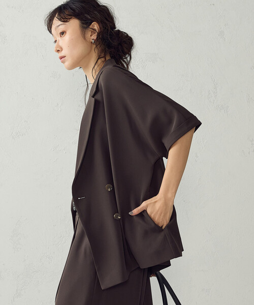 COMME CA ISM(コムサイズム)の「【UVカット・吸水速乾・接触冷感】半袖シャツジャケット/セットアップ対応(テーラードジャケット・レディース・ベージュ/モカ・FREE)」の18枚目の写真