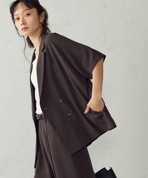 COMME CA ISM(コムサイズム)の「【UVカット・吸水速乾・接触冷感】半袖シャツジャケット/セットアップ対応(テーラードジャケット・レディース・ベージュ/モカ・FREE)」の19枚目の写真
