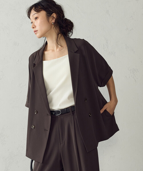 COMME CA ISM(コムサイズム)の「【UVカット・吸水速乾・接触冷感】半袖シャツジャケット/セットアップ対応(テーラードジャケット・レディース・ベージュ/モカ・FREE)」の20枚目の写真