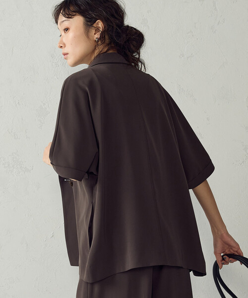 COMME CA ISM(コムサイズム)の「【UVカット・吸水速乾・接触冷感】半袖シャツジャケット/セットアップ対応(テーラードジャケット・レディース・ベージュ/モカ・FREE)」の21枚目の写真