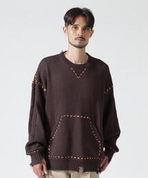 BEAVER | B omnivore/ビーオムニボー　HANDSTITCH CABLE KNIT CREW NECK ハンドステッチケーブルニットクルーネック(ニット/セーター)