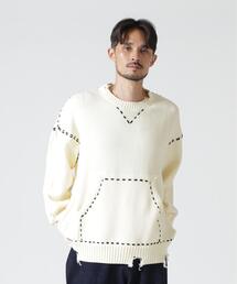 BEAVER | B omnivore/ビーオムニボー　HANDSTITCH CABLE KNIT CREW NECK ハンドステッチケーブルニットクルーネック(ニット/セーター)