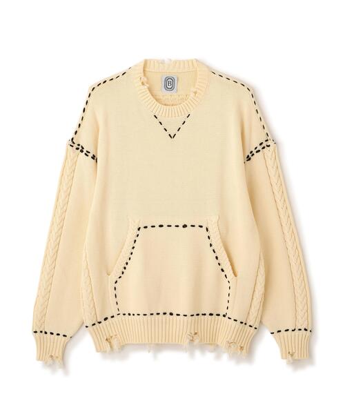 BEAVER(ビーバー)の「B omnivore/ビーオムニボー HANDSTITCH CABLE KNIT CREW NECK ハンドステッチケーブルニットクルーネック(ニット/セーター・メンズ・ホワイト/ブラック/ネイビー/ブラウン・M/L)」の22枚目の写真
