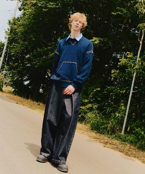 BEAVER(ビーバー)の「B omnivore/ビーオムニボー HANDSTITCH CABLE KNIT CREW NECK ハンドステッチケーブルニットクルーネック(ニット/セーター・メンズ・ホワイト/ブラック/ネイビー/ブラウン・M/L)」の5枚目の写真