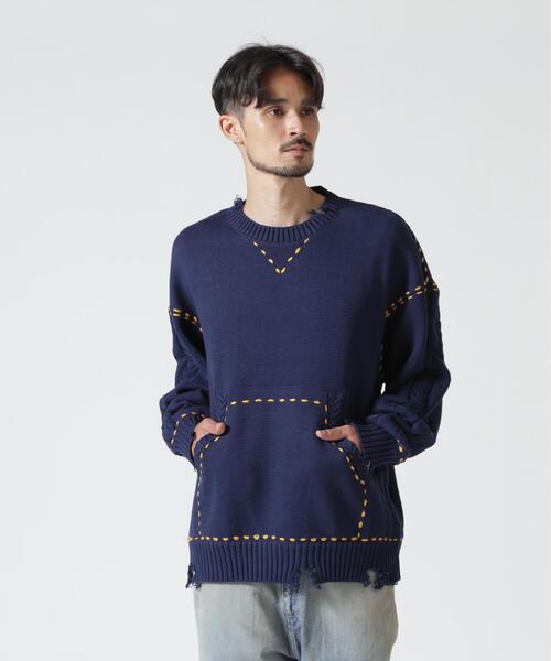 BEAVER(ビーバー)の「B omnivore/ビーオムニボー HANDSTITCH CABLE KNIT CREW NECK ハンドステッチケーブルニットクルーネック(ニット/セーター・メンズ・ホワイト/ブラック/ネイビー/ブラウン・M/L)」の8枚目の写真