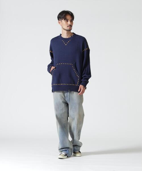 BEAVER(ビーバー)の「B omnivore/ビーオムニボー HANDSTITCH CABLE KNIT CREW NECK ハンドステッチケーブルニットクルーネック(ニット/セーター・メンズ・ホワイト/ブラック/ネイビー/ブラウン・M/L)」の9枚目の写真