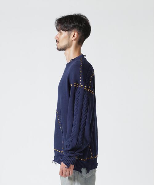BEAVER(ビーバー)の「B omnivore/ビーオムニボー HANDSTITCH CABLE KNIT CREW NECK ハンドステッチケーブルニットクルーネック(ニット/セーター・メンズ・ホワイト/ブラック/ネイビー/ブラウン・M/L)」の11枚目の写真