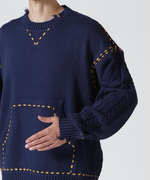 BEAVER(ビーバー)の「B omnivore/ビーオムニボー HANDSTITCH CABLE KNIT CREW NECK ハンドステッチケーブルニットクルーネック(ニット/セーター・メンズ・ホワイト/ブラック/ネイビー/ブラウン・M/L)」の14枚目の写真