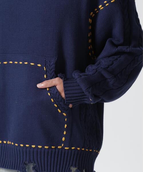 BEAVER(ビーバー)の「B omnivore/ビーオムニボー HANDSTITCH CABLE KNIT CREW NECK ハンドステッチケーブルニットクルーネック(ニット/セーター・メンズ・ホワイト/ブラック/ネイビー/ブラウン・M/L)」の15枚目の写真