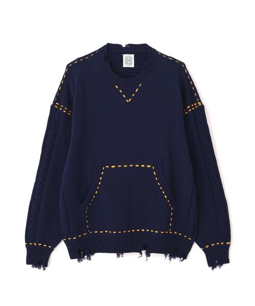 BEAVER(ビーバー)の「B omnivore/ビーオムニボー HANDSTITCH CABLE KNIT CREW NECK ハンドステッチケーブルニットクルーネック(ニット/セーター・メンズ・ホワイト/ブラック/ネイビー/ブラウン・M/L)」の17枚目の写真