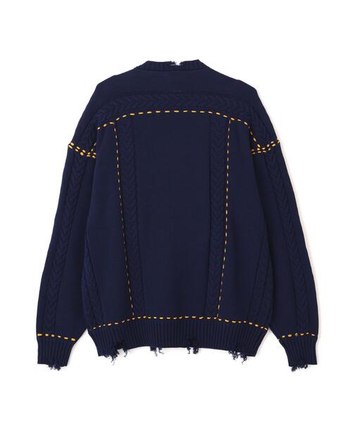 BEAVER(ビーバー)の「B omnivore/ビーオムニボー HANDSTITCH CABLE KNIT CREW NECK ハンドステッチケーブルニットクルーネック(ニット/セーター・メンズ・ホワイト/ブラック/ネイビー/ブラウン・M/L)」の18枚目の写真