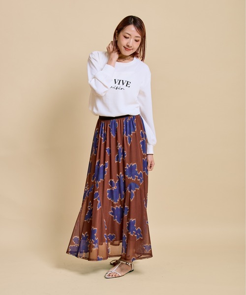 LHELBIE（レルビエ）の「ブラーリープリントスカート（スカート・レディース・ライトベージュ/ブラウン/ブラック・M）」の9枚目の写真