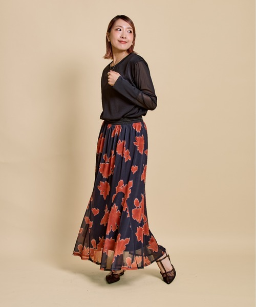 LHELBIE（レルビエ）の「ブラーリープリントスカート（スカート・レディース・ライトベージュ/ブラウン/ブラック・M）」の22枚目の写真