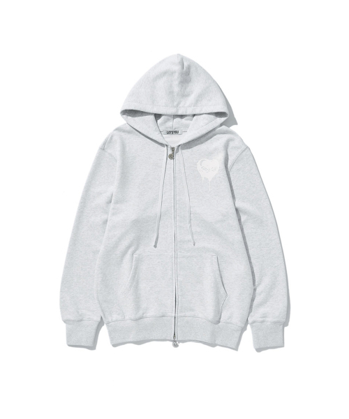 Melting Heart Candy Zip-up Hoodie Light Gray（パーカー）｜LOTSYOU
