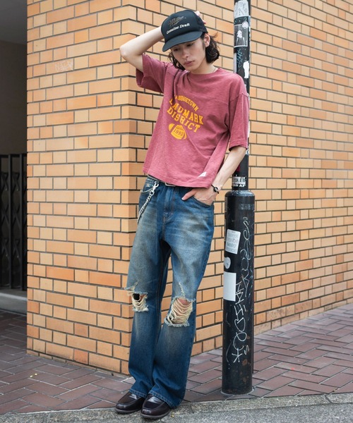 WEGO(ウィゴー)の「WEGO/【26年春夏新作】ダメージフレアデニムパンツ(デニムパンツ・メンズ・コバルトブルー/ブラック系3・LARGE/MEDIUM)」の3枚目の写真
