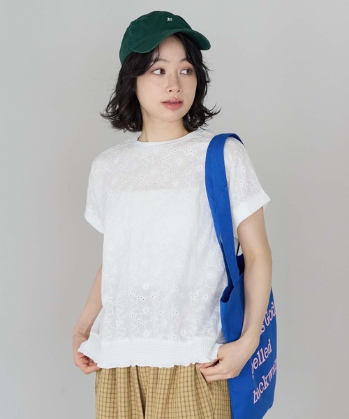 HEART MARKET(ハートマーケット)の「前身レースプルオーバー(Tシャツ/カットソー・レディース・ホワイト/ブラック/グレイッシュベージュ/チャコール・FREE)」の1枚目の写真