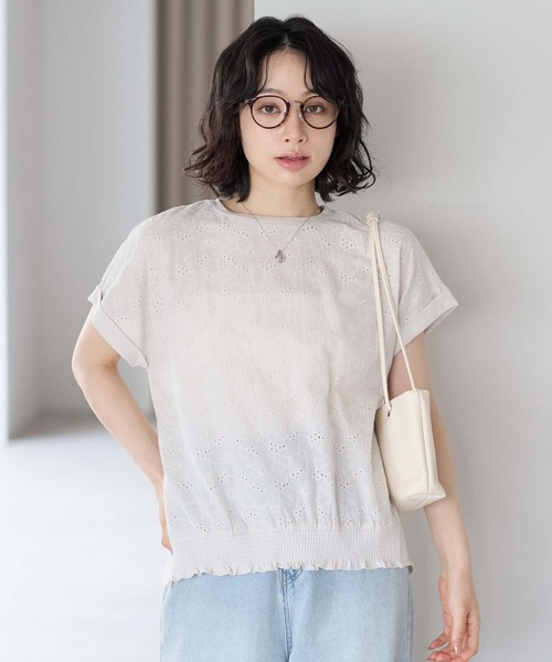 HEART MARKET(ハートマーケット)の「前身レースプルオーバー(Tシャツ/カットソー・レディース・ホワイト/ブラック/グレイッシュベージュ/チャコール・FREE)」の4枚目の写真