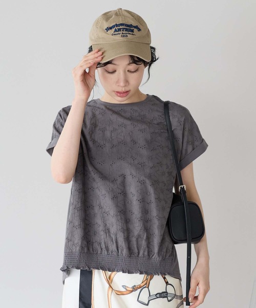 HEART MARKET(ハートマーケット)の「前身レースプルオーバー(Tシャツ/カットソー・レディース・ホワイト/ブラック/グレイッシュベージュ/チャコール・FREE)」の3枚目の写真