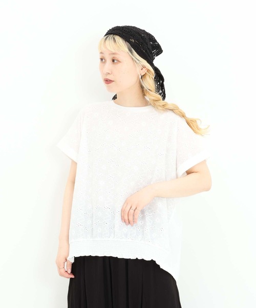 HEART MARKET(ハートマーケット)の「前身レースプルオーバー(Tシャツ/カットソー・レディース・ホワイト/ブラック/グレイッシュベージュ/チャコール・FREE)」の20枚目の写真