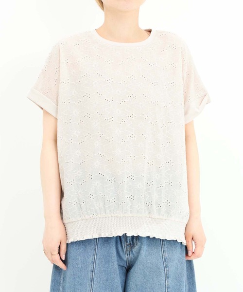 HEART MARKET(ハートマーケット)の「前身レースプルオーバー(Tシャツ/カットソー・レディース・ホワイト/ブラック/グレイッシュベージュ/チャコール・FREE)」の5枚目の写真