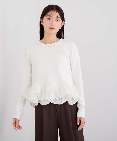 UR'S（ユアーズ）の「【裏起毛】裾フリルカットソー（Tシャツ/カットソー・レディース・ホワイト/ブラック・L/M/S）」の12枚目の写真
