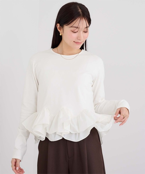 UR'S（ユアーズ）の「【裏起毛】裾フリルカットソー（Tシャツ/カットソー・レディース・ホワイト/ブラック・L/M/S）」の16枚目の写真