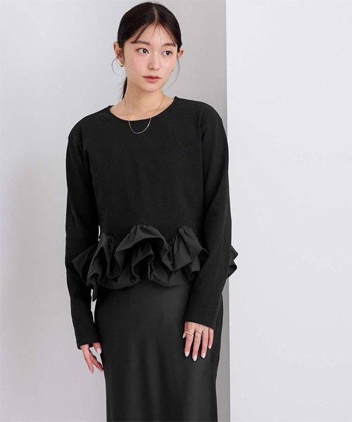 UR'S（ユアーズ）の「【裏起毛】裾フリルカットソー（Tシャツ/カットソー・レディース・ホワイト/ブラック・L/M/S）」の6枚目の写真