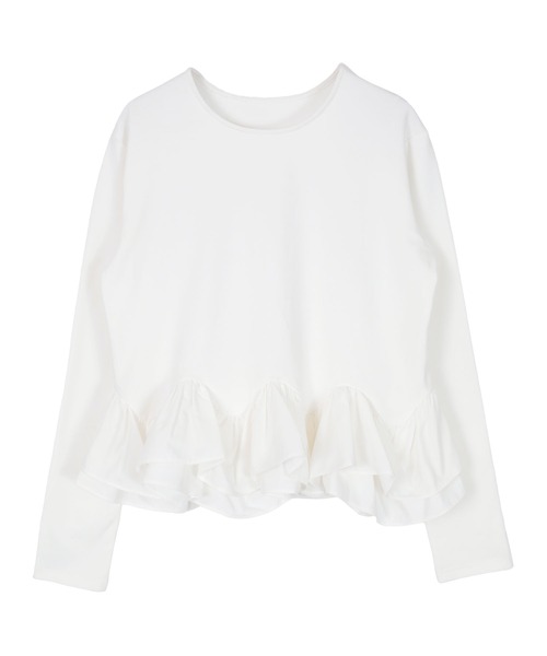 UR'S（ユアーズ）の「【裏起毛】裾フリルカットソー（Tシャツ/カットソー・レディース・ホワイト/ブラック・L/M/S）」の10枚目の写真