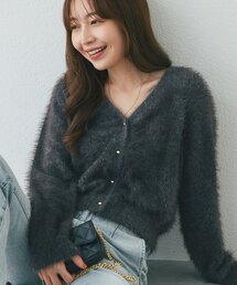 【極上の肌触り】へアリーフェザーVネックカーディガン
