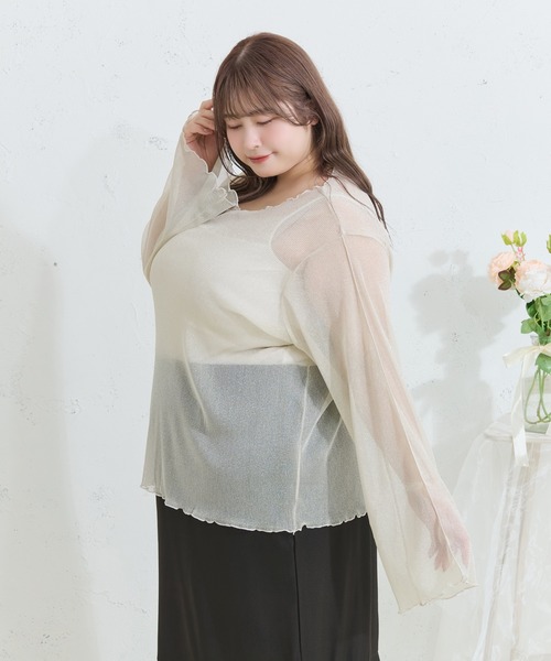 Louiosy(ルオシー)の「【Louiosy】【大きいサイズ】メロウデザインラメシアートップス(シャツ/ブラウス・レディース・ブラック/オフホワイト・4L/3L/X-LARGE)」の9枚目の写真