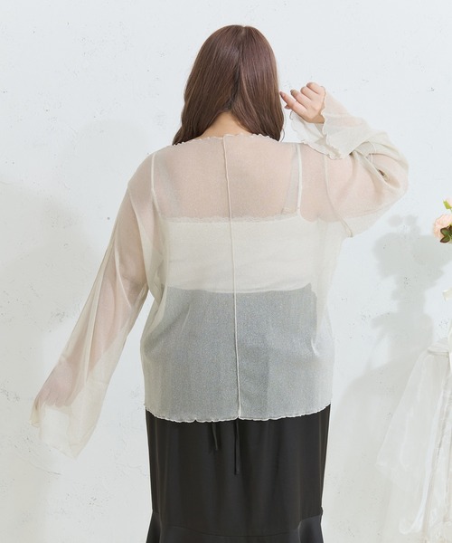 Louiosy(ルオシー)の「【Louiosy】【大きいサイズ】メロウデザインラメシアートップス(シャツ/ブラウス・レディース・ブラック/オフホワイト・4L/3L/X-LARGE)」の10枚目の写真