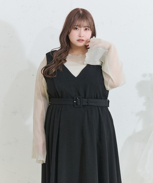 Louiosy(ルオシー)の「【Louiosy】【大きいサイズ】メロウデザインラメシアートップス(シャツ/ブラウス・レディース・ブラック/オフホワイト・4L/3L/X-LARGE)」の6枚目の写真