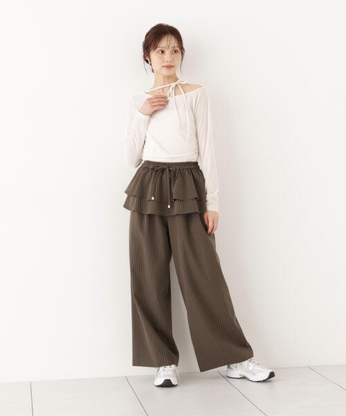 PROPORTION BODY DRESSING(プロポーションボディドレッシング)の「<a>ペプラムピンストライプパンツ / 1216230901(その他パンツ・レディース・ダークグレー/ブラウン・MEDIUM/P/S)」の1枚目の写真