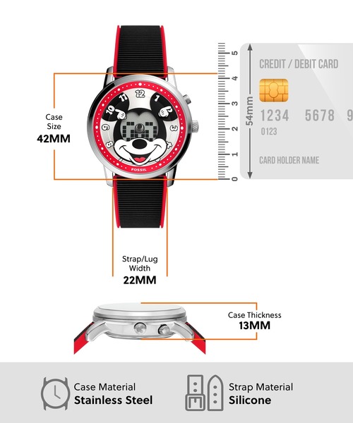 FOSSIL(フォッシル)の「フォッシル | ディズニー Disney x Fossil Mickey Mouse Big Tic ミッキーマウス ビッグティック 限定版 腕時計 メンズ アナログ シリコン LE1232(デジタル腕時計・メンズ・ブラック・FREE)」の8枚目の写真
