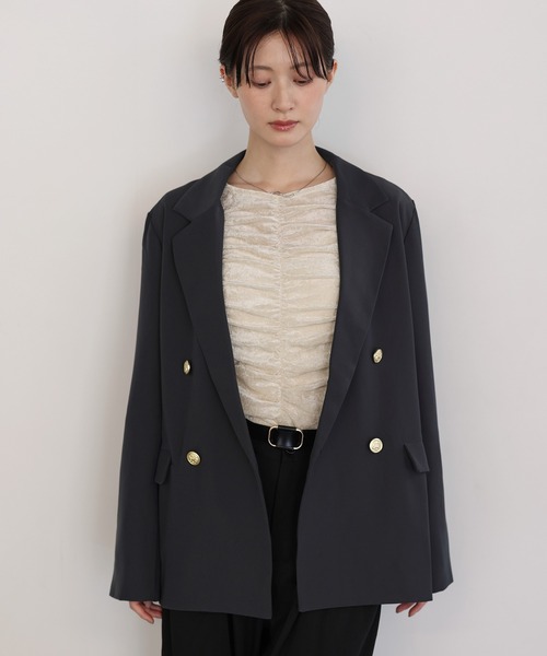 shetila(シェティラ)の「くしゅくしゅ シャーリング ベロア シアートップス(Tシャツ/カットソー・レディース・グレー/オリーブ/アイボリー・FREE)」の19枚目の写真